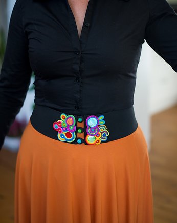 Na zamówienie-  elastyczny pasek z klamrą sutasz, Mró Soutache