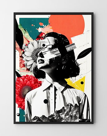 Plakat Kolaż dziewczyna wersja vintage, HOG STUDIO