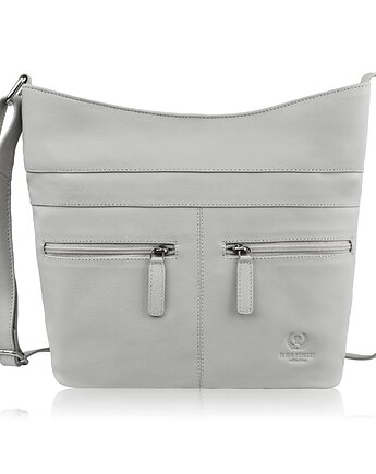 Torebka damska skórzana na ramię pojemna szara listonoszka AY-23-GRE, Paolo Peruzzi