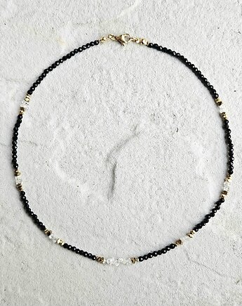 Naszyjnik N28  Diament Herkimer, spinel, Trawelerka