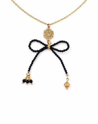 Naszyjnik z kokardą ze spinelu  złocone elementy, lulukalina