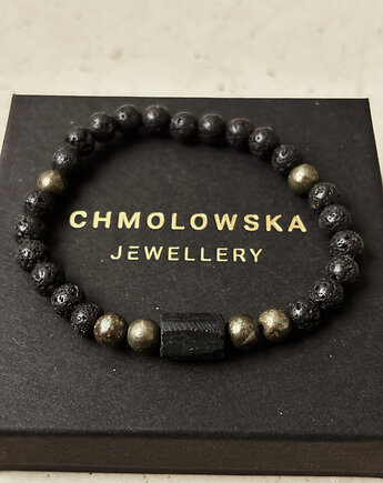 Bransoletka Męska Piryt i Turmalin, Chmolowska Jewellery