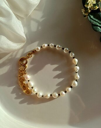 Bransoletka perła naturalna, piryt, s e n s e d accessories