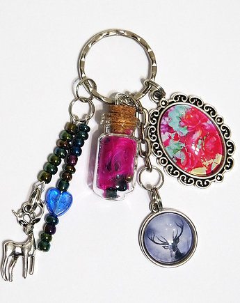 Breloczek - Jeleń, róże, fiolka, yenoo
