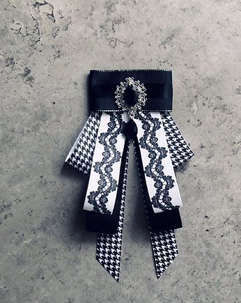 Brosza/ Krawat z  kryształem w stylu Glamour, Pudrowy Różowy