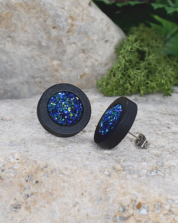 Drewniane kolczyki wkrętki kolorowe boho, Spirit Of Copper