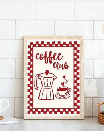 PLAKAT kawa, coffee club, rysunek do kuchni, grafika dla kawosza, black dot studio