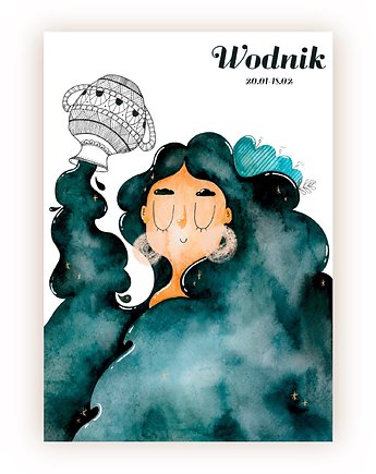 Kartka okolicznościowa Zodiakalna a5 WODNIK, METANOJA studio kreatywne