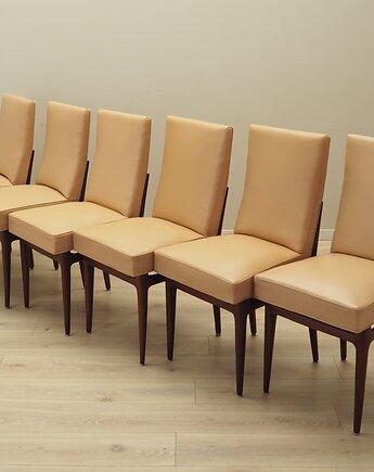 Komplet sześciu krzeseł mahoniowych, włoski design, lata 60, Włochy, Przetwory design