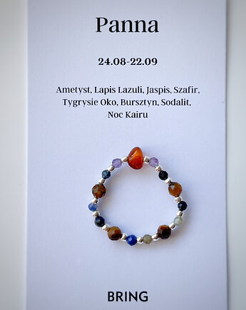 Pierścionek elastyczny znak zodiaku Panna srebrna, Bring Biżuteria
