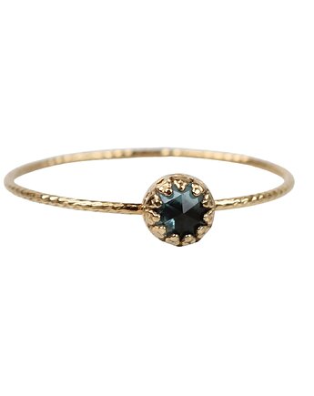 Złoty pierścionek Petite z topazem London Blue, Blooming Stones