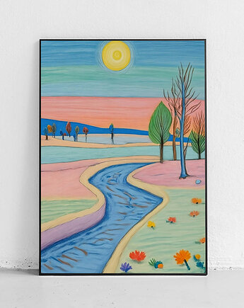 Plakat Pastelowa rzeka i drzewa, Harvest Maison