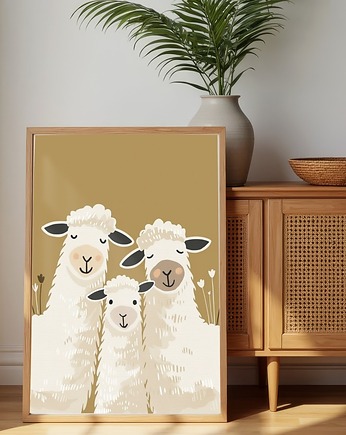 Plakat Wesołe Lamy, Plakat Na Ścianę Dla Dzieci, Magnetyczne Studio
