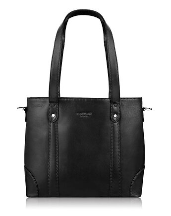 Torebka damska skórzana na ramię duża czarna torba damska shopper T-41-BL, Paolo Peruzzi