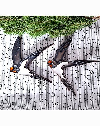 Ceramiczny ptak 2 sztuki dekoracja ścienna, Wooden Love