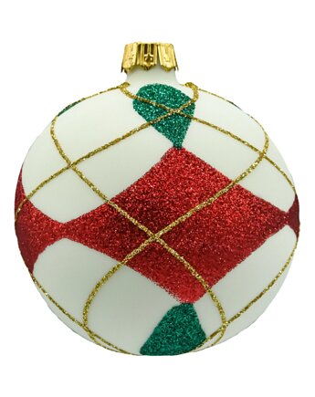 Bombka okrągła biała: czerwono-zielony 4 sztuki, Syn Bombkarza