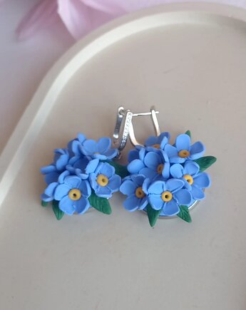 Kolczyki Niezapominajki z gliny polimerowej biżuteria kwiatowa, MariaPolymer