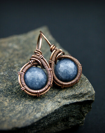 Kolczyki z szaroniebieskim jadeitem, Blue Pearl Art