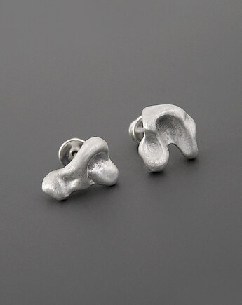 Kolczyki Meteoryty - srebro satyna, Pastelove Jewelry