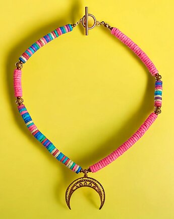 UNIKATOWY naszyjnik SUMMER collection lawa, lunula, kaktusia