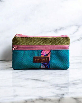 Zielono-turkusowy portfelik, raspberi