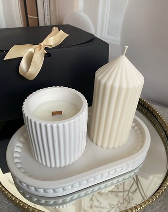 Zestaw prezentowy świece ekologiczne sojowe dekoracyjne + tacka, Coccola JEWELLERY