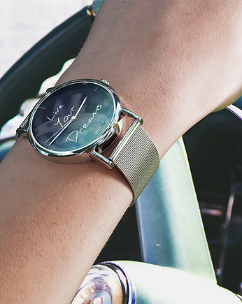 Zegarek - Live Your Dreams - bransoleta mesh, yenoo