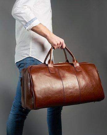 Podróżna torba brodrene smooth leather r10 koniak, OKAZJE - Prezent na Wieczór kawalerski