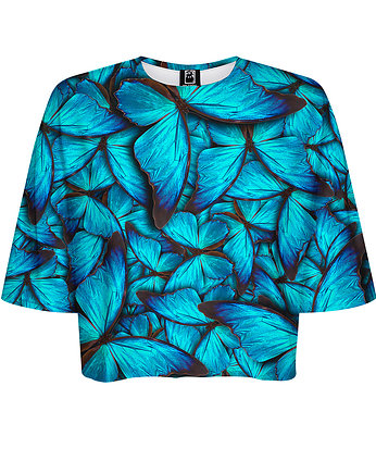 DR.CROW T-shirt Krótki CROP Motyle Blue, DrCrow