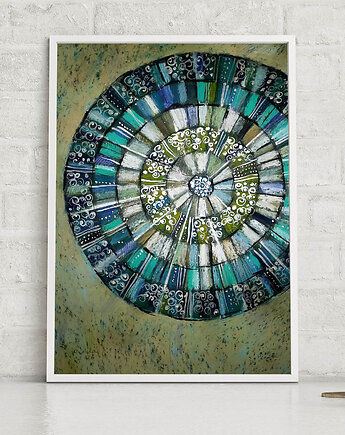 Mandala w turkusie - rysunek B2 unikat, Katarzyna Radzka