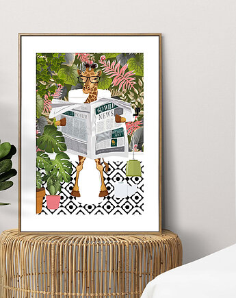 Plakat Żyrafa z Gazetą Dżungli 2, Harvest Maison