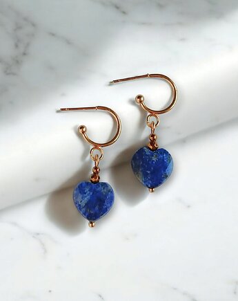 Kolczyki serduszka LAPIS LAZULI : wyjątkowy prezent, kaktusia