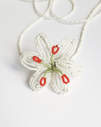 Biała Lilia - naszyjnik choker, Hibiscus