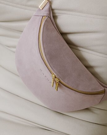 Beani bag maxi - skórzana nerka - zamszowa - pudrowy róż, NASHE