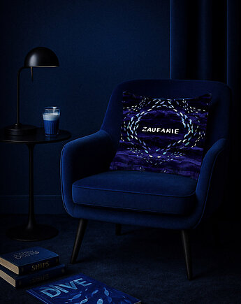 PODUSZKA dekoracyjna, print OCEAN (bawełna), NAWROTANKA