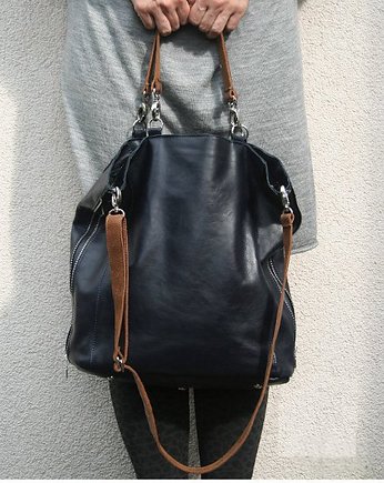 Granatowa miękka torba z karabinkami, Łagoda