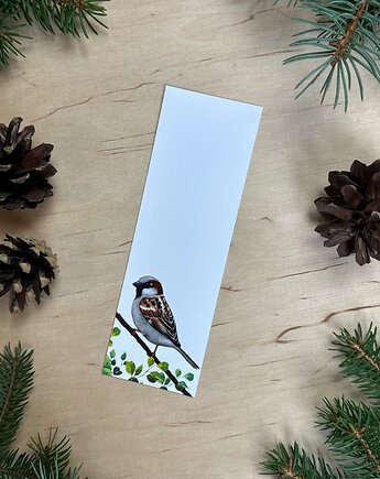 Zakładka do książki z wróbelkiem, mavipoppy art