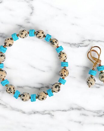 RAZEM TANIEJ! jasper collection : bransoletka i kolczyki : jaspis & lawa, kaktusia