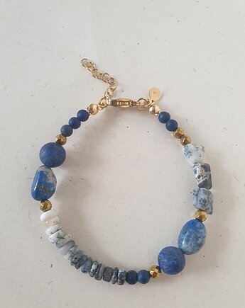 Bransoletka BOHO z opalem dendrytowym, lapis lazuli, hematytem, modesign