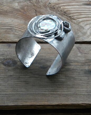 Perła / kwarc dymny    - BRANSOLETA MANKIET - CUFF, Beata Trotter