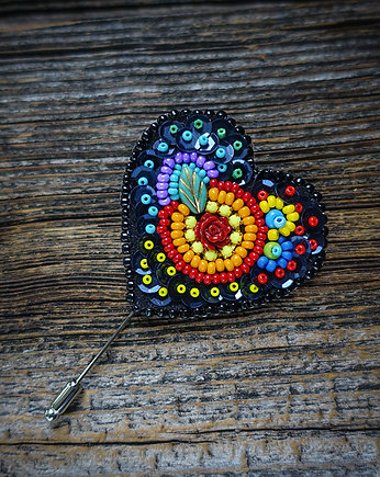 Kolekcja Frida- broszka kolorowe serce, Mró Soutache