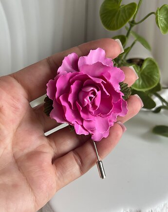 Broszka Róża Fuksjowa , MariaPolymer
