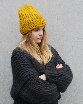 Czapka Beanie 100% organiczna wełna merino, PANAPUFA