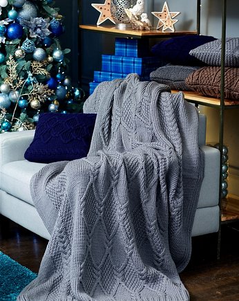Dzianinowy koc 160x210cm+1  poszewka na poduszkę, CozyHomeDG