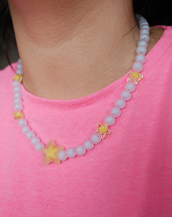Niebieski naszyjnik choker z koralików pomarańczowa gwiazda, Wylewnia Twórczości