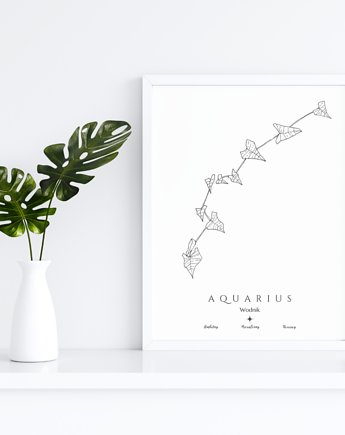 Plakat Znaki Zodiaku Wodnik Aquarius - tropikalna konstelacja, OKAZJE - Prezent na Wesele