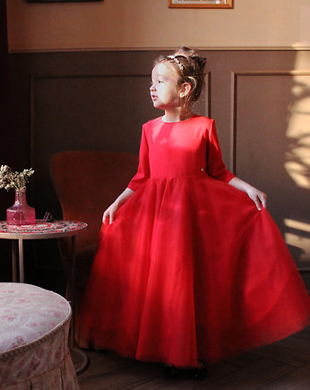 Sukienka maxi z tiulową spódnicą SOPHIE, czerwona, mala bajka