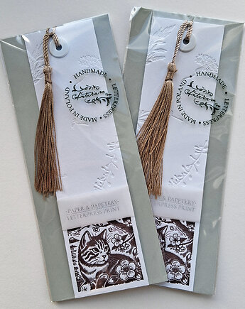 Zakładka do książek/ Kot / Chwost / Nit / Tłoczone / Letterpress, drukanturium