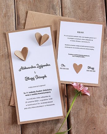 Miłość dodaje skrzydeł. Zaproszenia ślubne z sercami, papierkarnia
