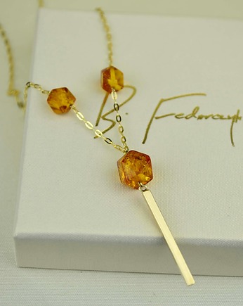 Złoty naszyjnik z bursztynami pr. 585, Barbara Fedorczyk